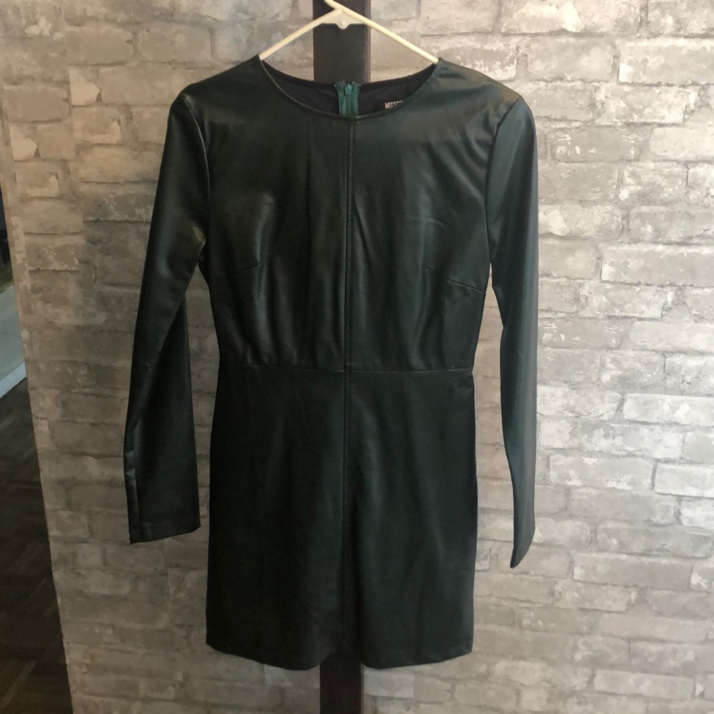 Faux leather long sleeve dress